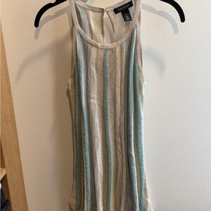 White House Black Market Mint and Cream Metallic Stripe Tank